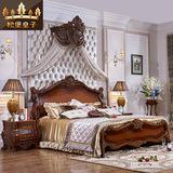 松堡皇子欧式床实木1.8米深色大床双人床婚床卧室床美式床印花