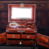 档珠宝箱复古梳妆盒子带锁红酸枝木质首饰盒实木红木饰品盒收纳高