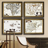 现代美式装饰画复古怀旧航海图壁挂画客厅书房壁画有框世界地图hh