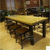 欧美式复古实木铁艺办公桌餐桌椅客厅餐桌酒吧桌书桌咖啡桌餐饮桌