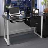 钢化玻璃电脑桌带抽屉简约现代办公桌家用书桌台式写字台组合桌子