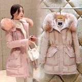 韩国代购2015冬新款羽绒服女中长款羽绒衣韩版加厚收腰显瘦大毛领