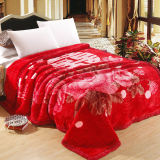 水晶家纺秋冬加厚婚庆毯子大红超柔毛毯拉舍尔双人盖毯9斤绒毯