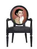 后现代欧式圆形靠背椅扶手椅实木布艺餐椅新古典沙发椅书椅可定制