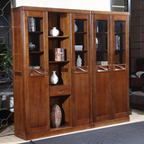 全实木书柜 胡桃木二门三门五门书柜组合 现代中式木质书橱书架