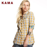 KAMA 卡玛 冬季款女装 经典格子长袖休闲衬衫 7414856