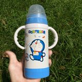 婴儿保温奶瓶宽口带吸管手柄宝宝奶瓶防胀气双层不锈钢大容量防摔