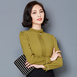 美哥弟妮亚衬衫女夏装新款2016韩版长袖专柜正品修身显瘦大码衬衣