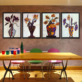高档原版欧式美式装饰画客厅玄关餐厅竖版挂画三联画植物花卉墙画