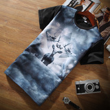 夏季男士短袖T恤桖太空棉3d印花圆领大码男装潮体恤学生修身上衣