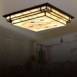 豪蒂 欧式简约客厅吸顶灯 中式复古玻璃方形大气卧室餐厅吸顶灯