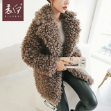 表白2015冬装新款韩版大码仿羊羔毛外套皮草大衣中长款加厚外套女