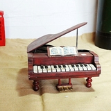 欧式复古做旧铁皮钢琴模型书柜摆件咖啡厅酒吧橱窗装饰品摄影道具