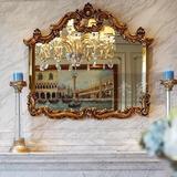 98*86欧美法式金箔雕花装饰镜横向镜浴室镜壁炉镜玄关镜手绘油画