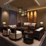 现代中式禅意沙发 新中式三人沙发组合 客厅实木家具样板间房定制