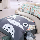 棉3d龙猫磨毛四件套1.5米儿童卡通可爱床单床笠1.2米单人床三件套