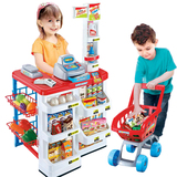 过家家儿童厨房做饭玩具仿真超市售货架购物车收银机幼儿园玩具