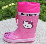 儿童雨鞋女童粉色猫公主加绒大童防滑雨鞋学生宝宝四季两用雨靴