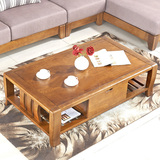 华宜居 中式小户型茶几现代简约客厅家具组装双层实木小茶几创意