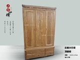 老榆木中式实木大衣柜韩式简约现代田园风格三门储物柜顶箱柜特价