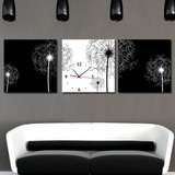 黑白发财树表客厅创意艺术无框画挂钟现代简约时钟抽象卧室壁画