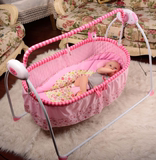 婴儿摇篮床欧式高档电动摇篮床多功能可折叠婴儿床铁床床摇摇床