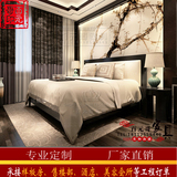 新中式实木床1.8双人床简约现代中式软包床1.5会所样板房家具定制