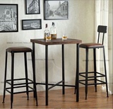 美式LOFT星巴克铁艺复古咖啡酒吧高脚椅做旧桌椅休闲桌椅套件组合