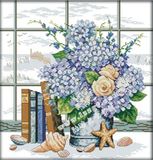 新品十字绣特惠精准印花百合素雅清新韩式花瓶书本白色窗户优雅图