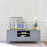 小美式小户型客厅家具北欧灰蓝色实木电视柜子简约设计师地柜宜家