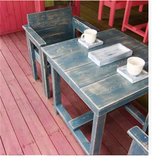 彩色做旧实木餐桌酒吧桌椅做旧桌咖啡馆桌椅小吃部桌椅仿古做旧