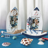 包邮 地中海风格摄影道具相框帆船创意摆件家居饰品木质儿童相架