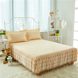 纯色床裙床罩单件 加厚夹棉床笠1.5m1.8/2.0m米床单 蕾丝床套床盖