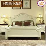 美式床实木床1.8米双人床白色田园乡村风格家具1.5主卧床地中海床