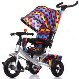 高档男女儿童三轮车  四合一婴幼儿带棚手推脚踏车发泡免充气轮