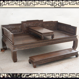红木家具鸡翅木明式罗汉床三件实木素面沙发床中式古典床榻罗汉榻