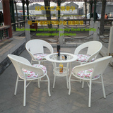 创意时尚藤椅子茶几三五件套阳台桌椅室内休闲实木咖啡厅桌椅组合