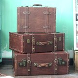 美式手提箱复古木箱子道具箱子 仿古皮箱做旧装饰品摆件橱窗陈列