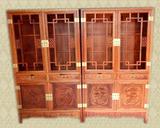 缅甸花梨大果紫檀梅兰竹菊红木书柜带门展示柜 书架明式实木家具