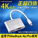 苹果笔记本电脑配件雷电迷你DP转VGA转接高清投影仪HDMI电视线mac