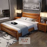 全实木床1.8米单双人1.2米橡木床1.5米儿童床现代中式加厚高箱床