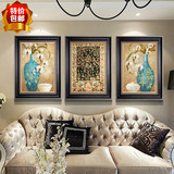 美式新古典发财树装饰油画欧式客厅沙发背景墙组合壁画玄关挂画简
