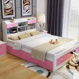 实木儿童床创意公主床男孩女孩彩漆床1米1.2米1.5米单人床储物床