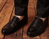 韩国正品代购男士夏季日韩款正装上班套脚浅口懒人平底黑色皮鞋子