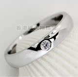简约大气款仿真钻戒 男士情侣结婚礼物尾戒指环pt950印纯银镀白金