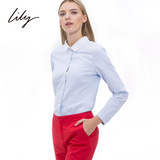 LILY 2015春季新款女装 欧美通勤纯色直筒长袖衬衫 115110H4113