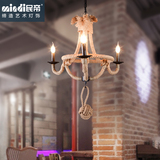 北欧美式乡村复古麻绳铁艺客厅餐厅酒吧台咖啡厅个性创意蜡烛吊灯