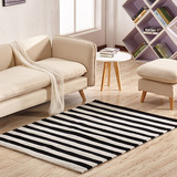 雪之恋 腈纶地毯 手工地毯客厅茶几沙发地毯 黑白条 1.2*1.7米