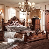 欧式贵族双人床 2*2.2米大床 实木床卧室家具 结婚床 美式床 正品