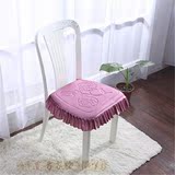 欧式简约餐椅垫子超柔压花玫瑰海绵蕾丝纯色现代花边毛绒椅子坐垫